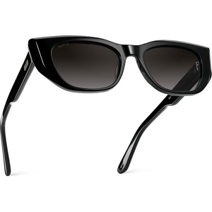 image:imageWearMe Pro  Womens Polarized Sunglasses CatEye Acetate Frame Rectangular Lenses Durable 5Barrel Hinges HandPolishedBlack  Oak Brown Gradient Lens