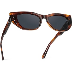 image:imageWearMe Pro  Womens Polarized Sunglasses CatEye Acetate Frame Rectangular Lenses Durable 5Barrel Hinges HandPolishedEmber Tortoise  Smoke Grey Lens