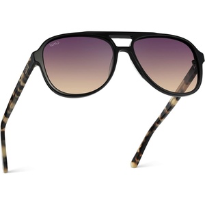 image:imageWearMe Pro Chic Retro Oversized Polarized Sunglasses Statement Aviators for WomenBlack Cream Tortoise Frame  Gradient Sunset Lens