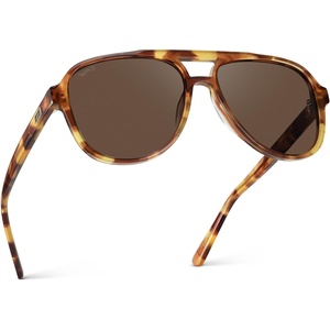 image:imageWearMe Pro Chic Retro Oversized Polarized Sunglasses Statement Aviators for WomenHoneycomb Tortoise  Brown Lens