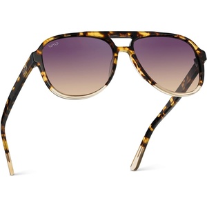 image:imageWearMe Pro Chic Retro Oversized Polarized Sunglasses Statement Aviators for WomenTortoise Clear Frame  Gradient Sunset Lens
