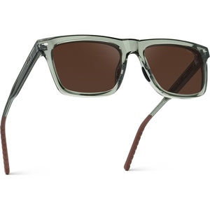 image:imageWearMe Pro Mens Polarized Square Sunglasses  Oversized Sport Style for Tennis amp Pickleball  AntiGlare Lens NoSlip GripSage Green  Dark Brown Lens