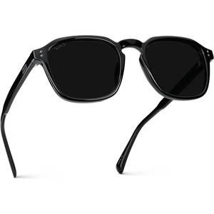 image:imageWearMe Pro Mens Polarized Square Sunglasses  Wide Fit Retro Style UV400 Lightweight Frame for Driving amp Daily WearBlack  Triple Black Lens