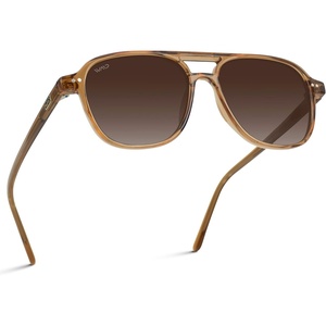 image:imageWearMe Pro Polarized Aviator Classic Double Bridge Womens SunglassesCrystal Copper Frame  Gradient Brown Lens