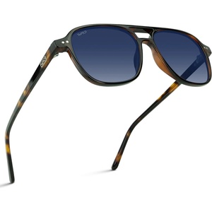 image:imageWearMe Pro Polarized Aviator Classic Double Bridge Womens SunglassesWhiskey Brown Tortoise  Gradient Blue Lens