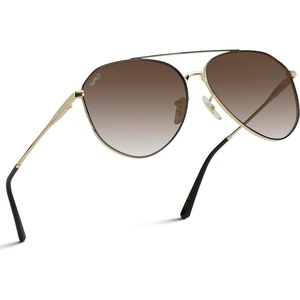 image:imageWearMe Pro Polarized Aviator Sunglasses for Women and Men  UV Protection  Reflective Lens  Pink Blue Black AviatorsGoldblack Frame  Brown Lens