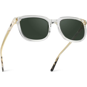 image:imageWearMe Pro Polarized Classic Retro Flat Square Unisex SunglassesCrystal Clear Frame  Smoke Green Lens