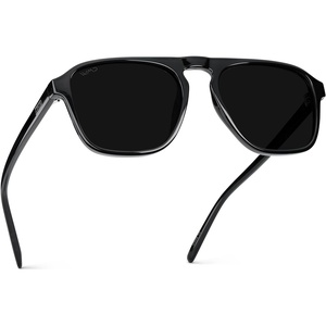image:imageWearMe Pro Polarized Modern Aviator OneBridge Square Mens SunglassesBlack  Triple Black Lens