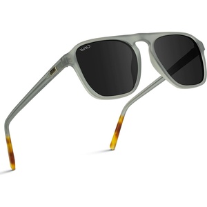image:imageWearMe Pro Polarized Modern Aviator OneBridge Square Mens SunglassesMoon Rock Grey  Black Lens