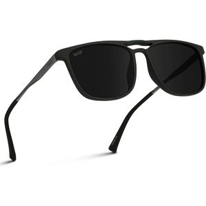 image:imageWearMe Pro Premium Polarized Double Bar Sunglasses for Men and Women UVA and UVBBlack Frame  Black Lens