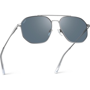 image:imageWearMe Pro Premium Quality Aviator Sunglasses for Men  Lightweight Durable Design with UV ProtectionSilver Frame  Slate Blue Lens