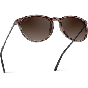 image:imageWearMe Pro Round Polarized Sunglasses for Women  UV400 Protection Lightweight Frame Vintage Retro StyleBeige Tortoise Frame  Brown Gradient Lens