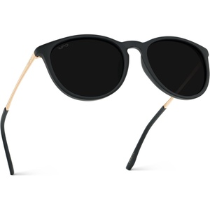image:imageWearMe Pro Round Polarized Sunglasses for Women  UV400 Protection Lightweight Frame Vintage Retro StyleGold FrameBlack Lens