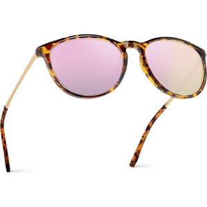 image:imageWearMe Pro Round Polarized Sunglasses for Women  UV400 Protection Lightweight Frame Vintage Retro StyleTortoise Frame  Mirror Pink Lens