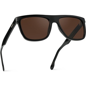 image:imageWearMe Pro WMP Eyewear  Mens Bold FlatTop Square Sunglasses Polarized Lenses 100 UV Protection Lightweight amp DurableBlack  Brown Lens