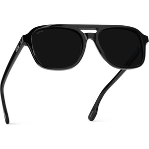 image:imageWearMe Pro WMP Eyewear  Mens Polarized Aviator Sunglasses Double Bridge Modern Acetate FrameBlack  Triple Black Lens