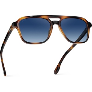 image:imageWearMe Pro WMP Eyewear  Mens Polarized Aviator Sunglasses Double Bridge Modern Acetate FrameWhiskey Brown Tortoise  Blue Gradient Lens