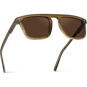 image:imageWearMe Pro WMP Eyewear  Mens Polarized Bold Geometric Flat Top Key Hole Design Acetate Frame SunglassesCrystal Verde Frame  Brown Lens