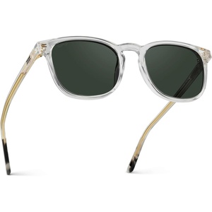 image:imageWearMe Pro WMP Eyewear  Mens Polarized Modern Rounded Square SunglassesClear  Smoke Green Lens