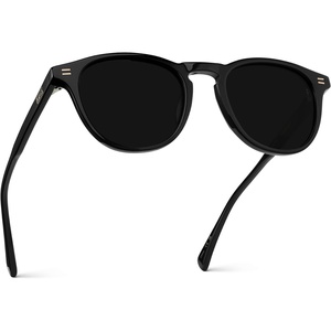 image:imageWearMe Pro WMP Eyewear  Mens Polarized Round Sunglasses Classic Design Keyhole Bridge Metal Rivets VintageInspiredBlack  Triple Black Lens