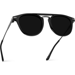 image:imageWearMe Pro WMP Eyewear  Mens Polarized Round Sunglasses RetroInspired Design with Acetate amp Metal FrameBlack  Triple Black Lens