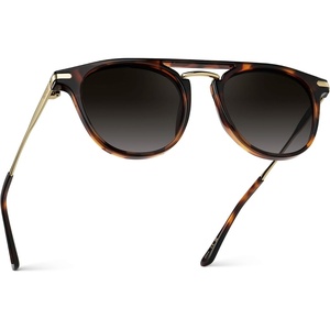 image:imageWearMe Pro WMP Eyewear  Mens Polarized Round Sunglasses RetroInspired Design with Acetate amp Metal FrameBrown Tortoise  Oak Brown Gradient Lens