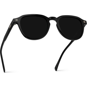 image:imageWearMe Pro WMP Eyewear  Mens Polarized Round Sunglasses Slim Acetate Frame Metal Rivets Keyhole Bridge Retro StyleBlack  Triple Black Lens