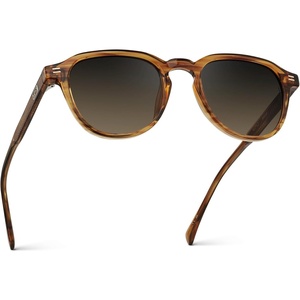image:imageWearMe Pro WMP Eyewear  Mens Polarized Round Sunglasses Slim Acetate Frame Metal Rivets Keyhole Bridge Retro StyleGolden Brown Grain  Grey Brown Gradient Lens