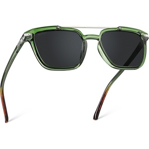image:imageWearMe Pro WMP Eyewear  Modern Mens Square Aviator Sunglasses  Double Metal Bridge with Polarized LensEmerald Green Frame  Black Lens