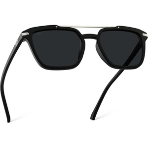 image:imageWearMe Pro WMP Eyewear  Modern Mens Square Aviator Sunglasses  Double Metal Bridge with Polarized LensMatte Black Frame  Black Lens