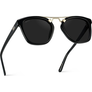 image:imageWearMe Pro WMP Eyewear  Womens Oversized Polarized Sunglasses Square Vintage Style with Metal DoubleBar BridgeBlack  Black Lens