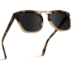 image:imageWearMe Pro WMP Eyewear  Womens Oversized Polarized Sunglasses Square Vintage Style with Metal DoubleBar BridgeCrystal Brown TortoiseBlack Lens