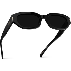 image:imageWearMe Pro WMP Eyewear  Womens Polarized Oval Sunglasses Oversized SoftAngle Frame Metal Accents Trendy Everyday StyleBlack  Triple Black Lens