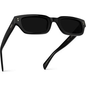 image:imageWearMe Pro WMP Eyewear  Womens Polarized Oversized Rectangular Sunglasses Wide Frame Thick Temples HighFashion StyleBlack  Triple Black Lens