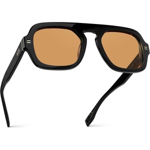 image:imageWearMe Pro WMP Eyewear  Womens Polarized Oversized Square Sunglasses FlatTop Frame with Retro HighFashion StyleBlack  Orange Lens