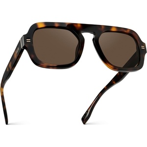 image:imageWearMe Pro WMP Eyewear  Womens Polarized Oversized Square Sunglasses FlatTop Frame with Retro HighFashion StyleBrown Tortoise  Brown Lens