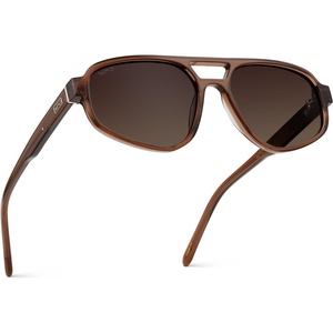 image:imageWearMe Pro WMP Eyewear  Womens Retro Double Bridge Aviator Sunglasses Polarized Lenses Lightweight Full UV ProtectionCrystal Brown  Dark Beige Gradient Lens