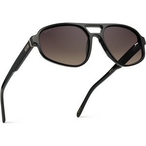 image:imageWearMe Pro WMP Eyewear  Womens Retro Double Bridge Aviator Sunglasses Polarized Lenses Lightweight Full UV ProtectionGloss Black  Smoke Gradient Lens