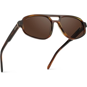 image:imageWearMe Pro WMP Eyewear  Womens Retro Double Bridge Aviator Sunglasses Polarized Lenses Lightweight Full UV ProtectionGolden Brown Grain  Brown Lens