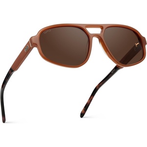 image:imageWearMe Pro WMP Eyewear  Womens Retro Double Bridge Aviator Sunglasses Polarized Lenses Lightweight Full UV ProtectionMilky Rust Tortoise  Brown Lens