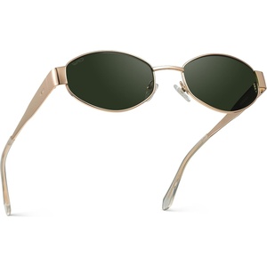 image:imageWearMe Pro WMP Eyewear  Womens Retro Oval Sunglasses Trendy Small Frame 90s Inspired FashionGold Frame  Smoke Green Lens