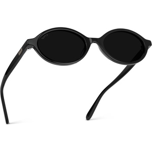 image:imageWearMe Pro WMP Eyewear  Womens Trendy Oval Sunglasses Small Retro Frame 90s Y2K Style Perfect for Everyday WearBlack  Triple Black Lens