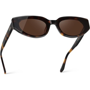 image:imageWearMe Pro Womens CatEye Sunglasses Flat Lens Acetate Frame AntiReflectiveBrown Tortoise  Dark Brown Lens