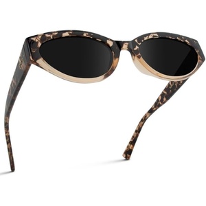 image:imageWearMe Pro Womens Oval Cat Eye Sunglasses Vintage Slim Frame Gradient UV Protection LensesCrystal Brown Tortoise  Black Lens