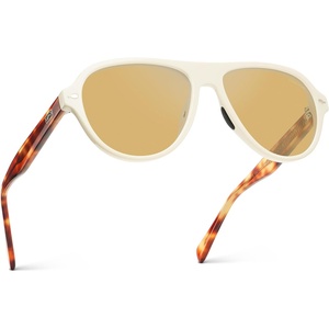 image:imageWearMe Pro Womens Polarized Aviator Sunglasses  Rounded Style for Tennis amp Pickleball  AntiGlare Lens Flattering FitIvory Tortoise  Yellow Tinted Lens