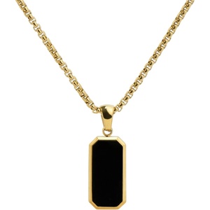 image:imageWearMe Pro14k Pendant Necklace  3mm Rolo Box Chain amp Rectangular Beveled Pendant with Porcelain Stone Inset